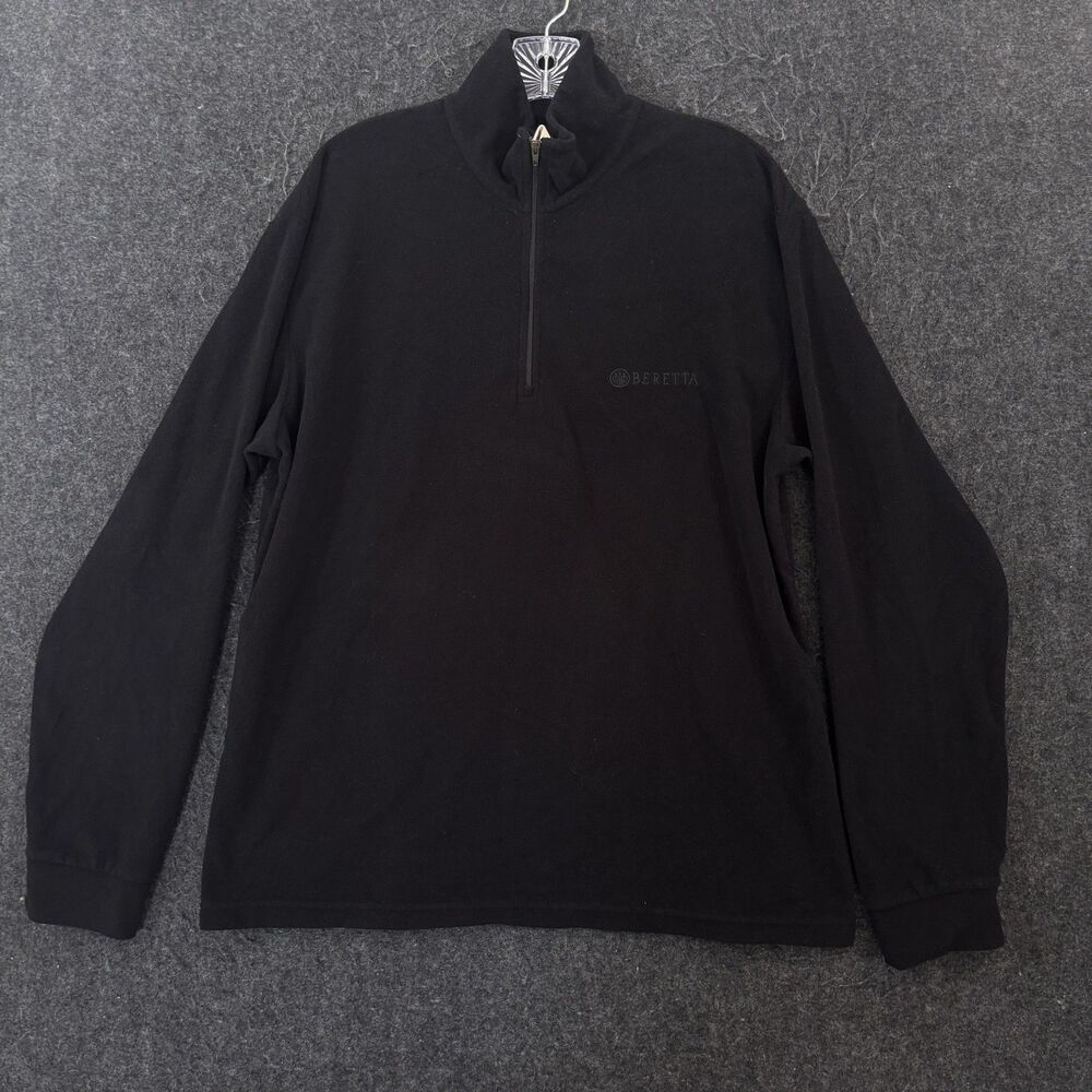 Beretta Pullover Men's XL Black Fleece 1/4 Quarter Zip Sweater Hunting